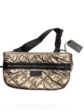 tutilo Quilted Metallic Champagne belt bag NWT